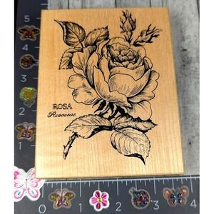 PSX Designs Rosa Rose Flower K023 1992 Rubber Stamp Wood #F16